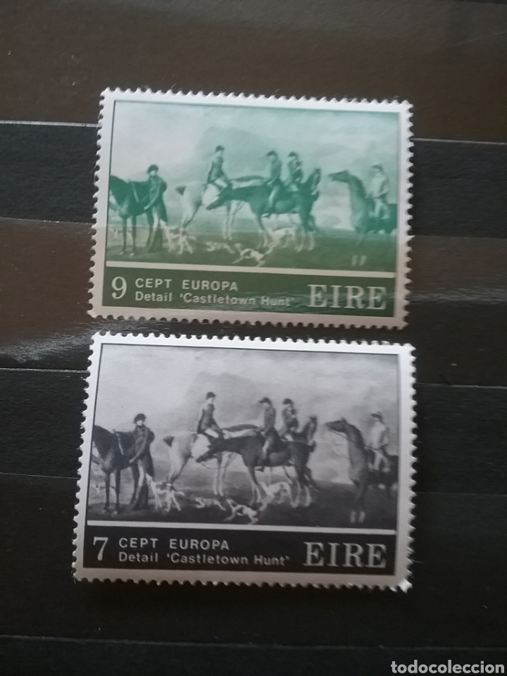 Sellos: Sellos de Irlanda (Eire) nuevos/1975/europa/CEPT/arte/pinturas/guerra/caballos/mamifero/caza/jinete