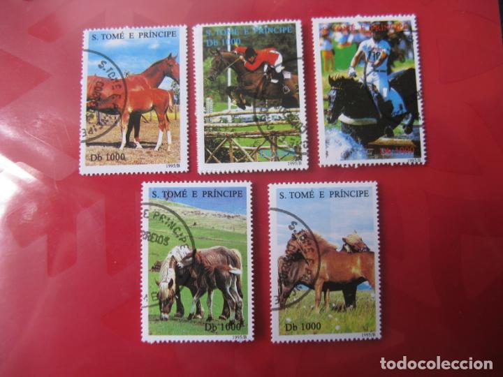 Sellos: +santo tomas y principe, 1995, fauna, tema caballos