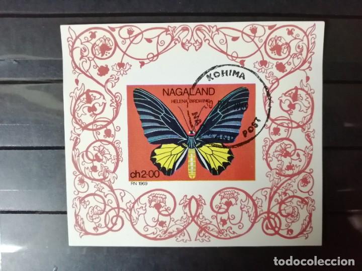 Briefmarken: NAGALAND - HOJA BLOQUE SIN DENTAR- VALOR FACIAL CH 2.00 - FAUNA - MARIPOSA, HELENA BIRDWING