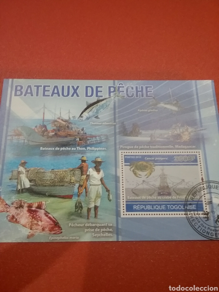 Timbres: HB R. Togo (Togolaise) mtdas/2010/Bote/Pesquero/Pesca/Peces/Pescados/Transportes/Canoa/redes/flota/a