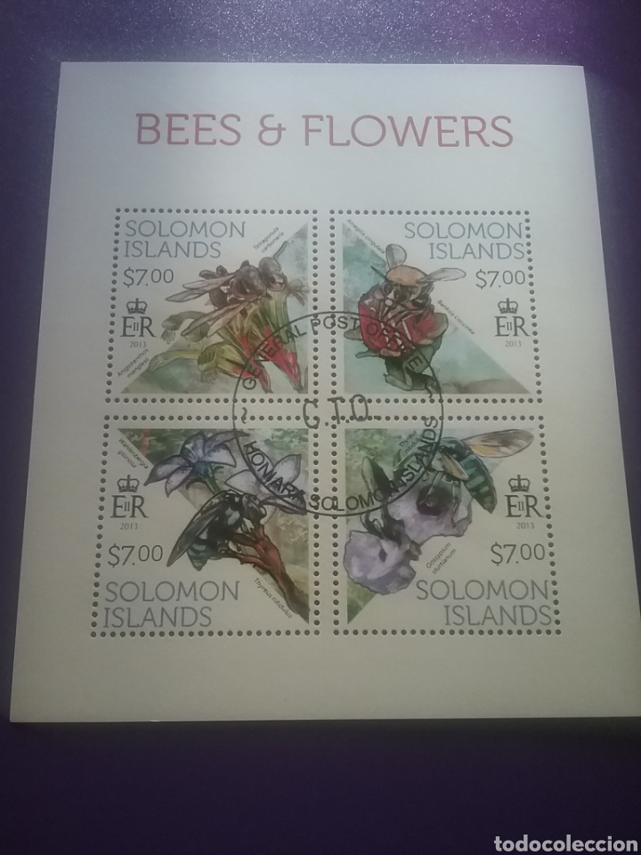 Briefmarken: HB I. Salomon mtdos/2013/abeja/avispa/flores/naturaleza/flora/fauna/orquideas/plantas/insectos/ania/