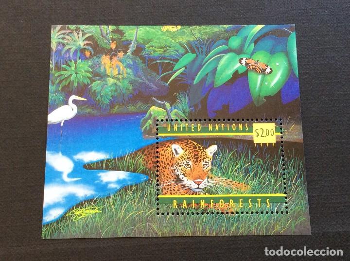 Sellos: NACIONES UNIDAS NUEVA YORK N&ordm; YVERT HB 16*** A&Ntilde;O 1998.BOSQUES TROPICALES HUMEDOS. JAGUAR