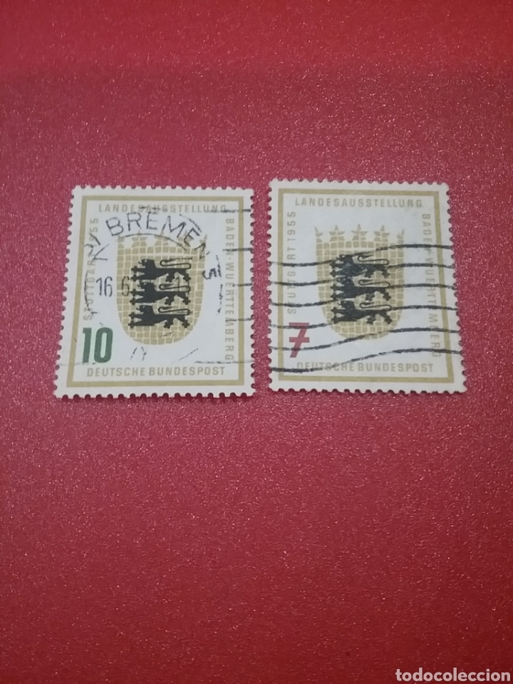Briefmarken: Sellos Alemania R. Federal usados/1954/exposicion/nacional/Sttugart/emblema/escudo/armas/tigre/leon/