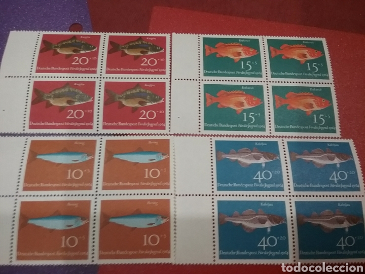 Briefmarken: Sello Alemania R. Federal nuevos/1964/Bq 4/projuventud/peces/pescados/fauna/marina/bacalao/carpa/are