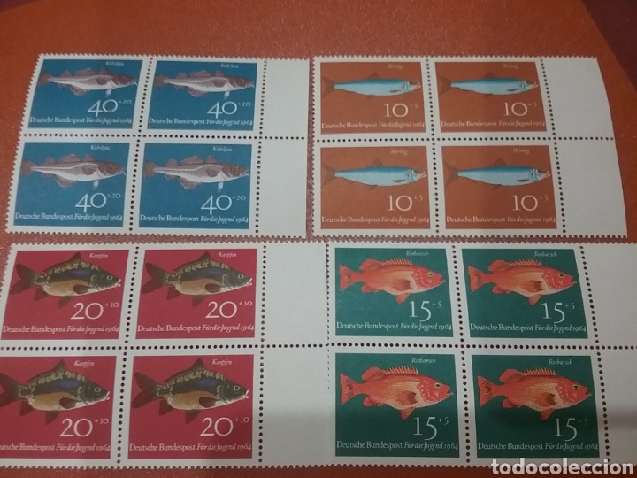 Briefmarken: Sello Alemania R. Federal nuevos/1964/Bq 4/projuventud/peces/pescados/fauna/marina/bacalao/carpa/are