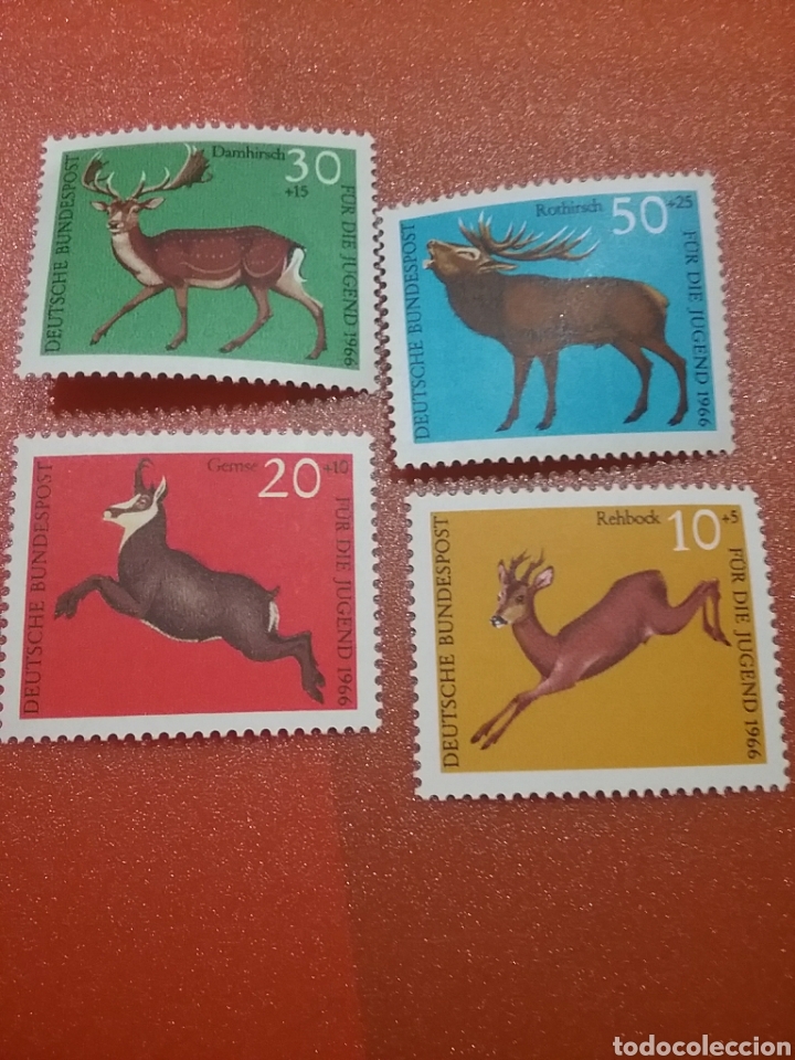 Briefmarken: Sello Alemania R. Federal nuevos/1966/Projuventud/fauna/animales/ciervo/corzo/gamo/rebeco/mamifero