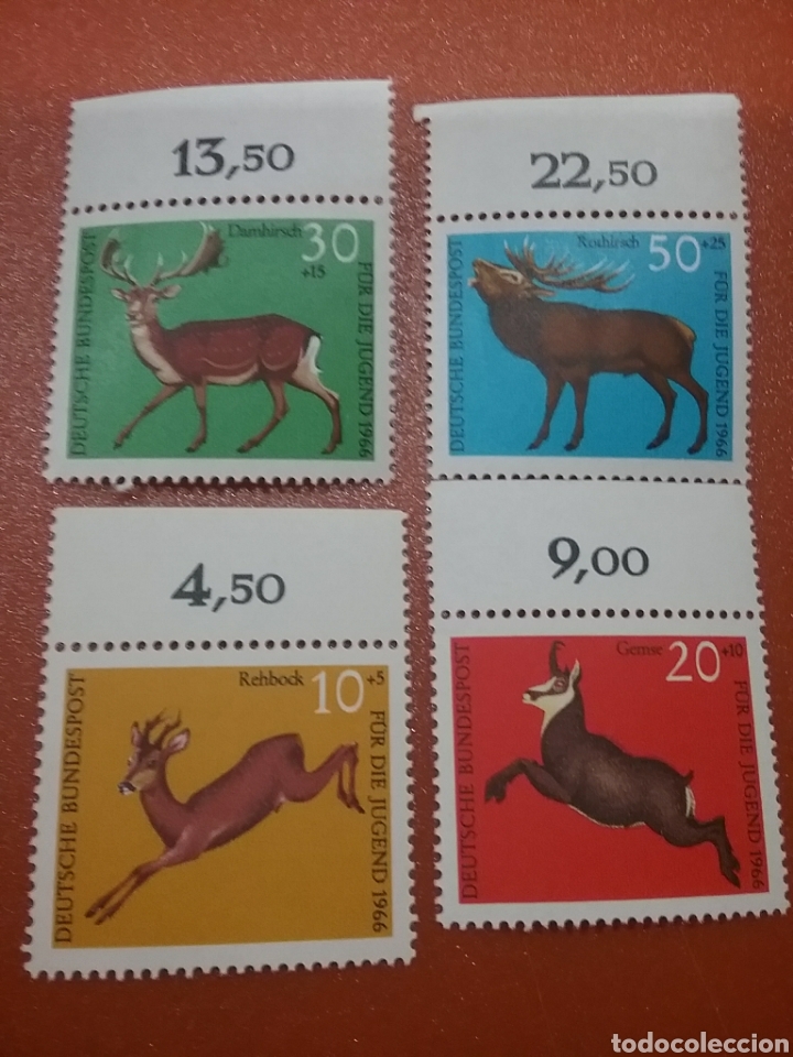 Briefmarken: Sello Alemania R. Federal nuevos/1966/Projuventud/fauna/animales/ciervo/corzo/gamo/rebeco/mamifero