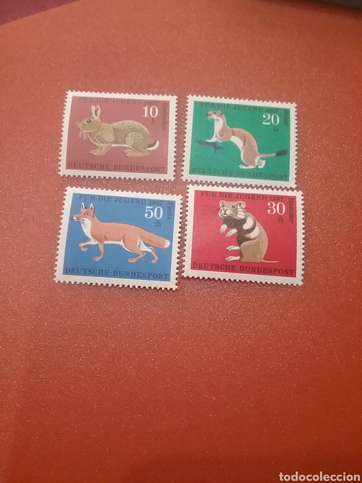 Briefmarken: Sello Alemania R. Federal nuevos/1967/projuventud/fauna/conejo/hamster/armi&ntilde;o/zorro/animales/mamifer