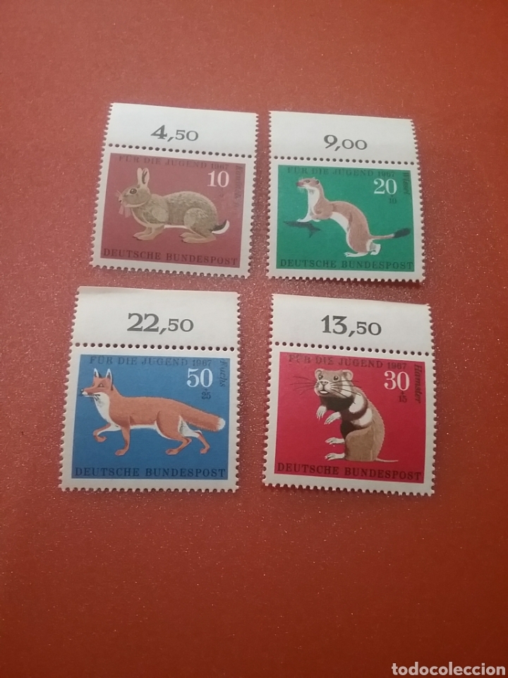 Briefmarken: Sello Alemania R. Federal nuevos/1967/projuventud/fauna/conejo/hamster/armi&ntilde;o/zorro/animales/mamifer