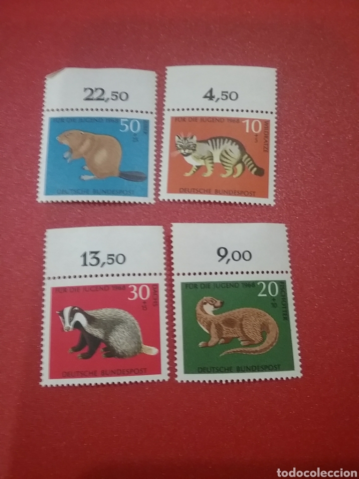 Briefmarken: Sello Alemania R. Federal nuevos/1968/Projuventud/fauna/gato/nutria/tejon/castor/animales/naturaleza