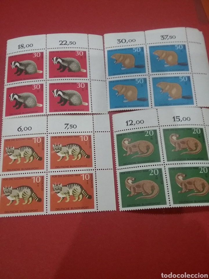Briefmarken: Sello Alemania R. Federal nuevos/1968/Projuventud/fauna/gato/nutria/tejon/castor/animales/naturaleza
