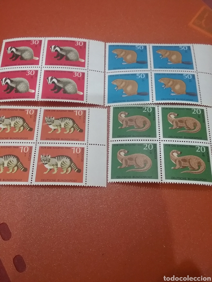Briefmarken: Sello Alemania R. Federal nuevos/1968/Projuventud/fauna/gato/nutria/tejon/castor/animales/naturaleza