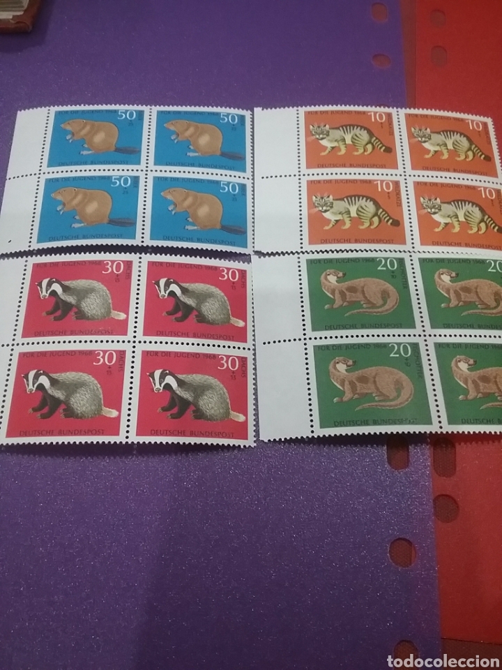 Briefmarken: Sello Alemania R. Federal nuevos/1968/Projuventud/fauna/gato/nutria/tejon/castor/animales/naturaleza