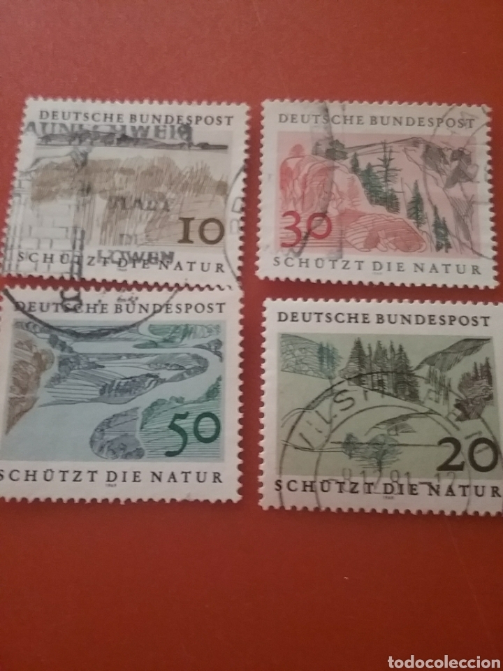 Briefmarken: Sello Alemania R. Federal mtdos/1969/Proteccion/naturaleza/rio/monta&ntilde;a/bosque/pinos/trigo/campo/flo