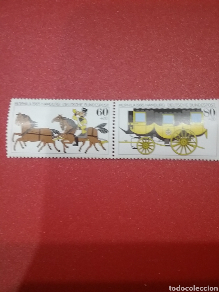 Sellos: Sello Alemania R. Federal nuevos/1985/Exp/inter/filatelia/carruaje/carreta/caballos/cartero/uniforme
