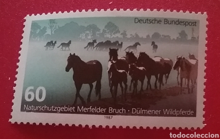 Sellos: Sello Alemania R. Federal nuevo/1987/Caballos/salvajes/reserva/potro/naturaleza/mamifero/paisaje/fau
