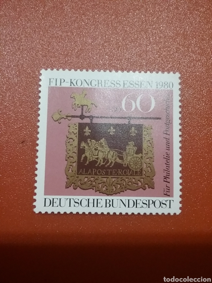 Briefmarken: Sello Alemania R. Federal nuevos/1980/2Congr/intern/filatelicos/caballos/carro/emblema/postigo/fauna