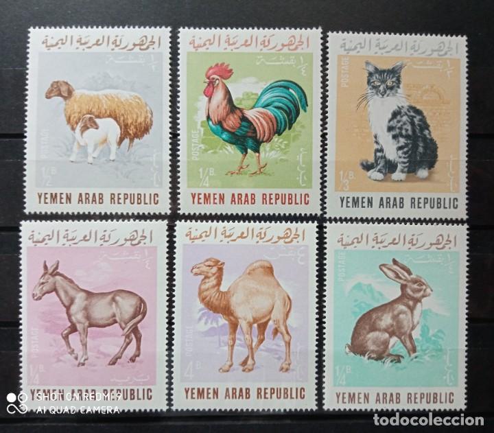 Timbres: YEMEN REP&Uacute;BLICA &Aacute;RABE-ANIMALES DOM&Eacute;STICOS YVERT 136/41 SERIE COMPLETA SIN SE&Ntilde;AL DE CHARNELA