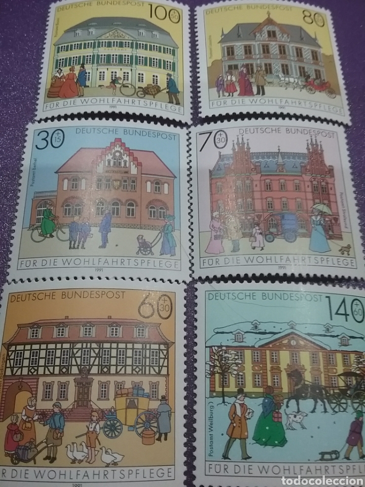 Sellos: Sello Alemania R Federal nuevo/1991/oficinas/postales/ni&ntilde;os/caballo/carruaje/arquitectura/trajes/art