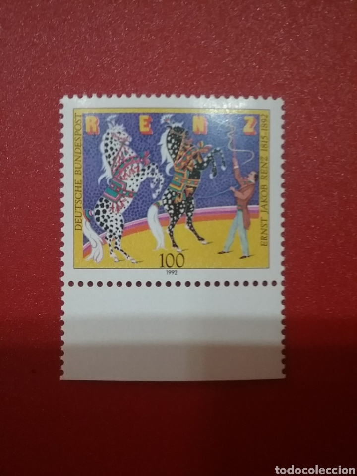 Sellos: Sello Alemania R. Federal nuevo/1992/cent/muerte/E.J.Renz/circo/caballo/mamifero/equino/atracci&oacute;n