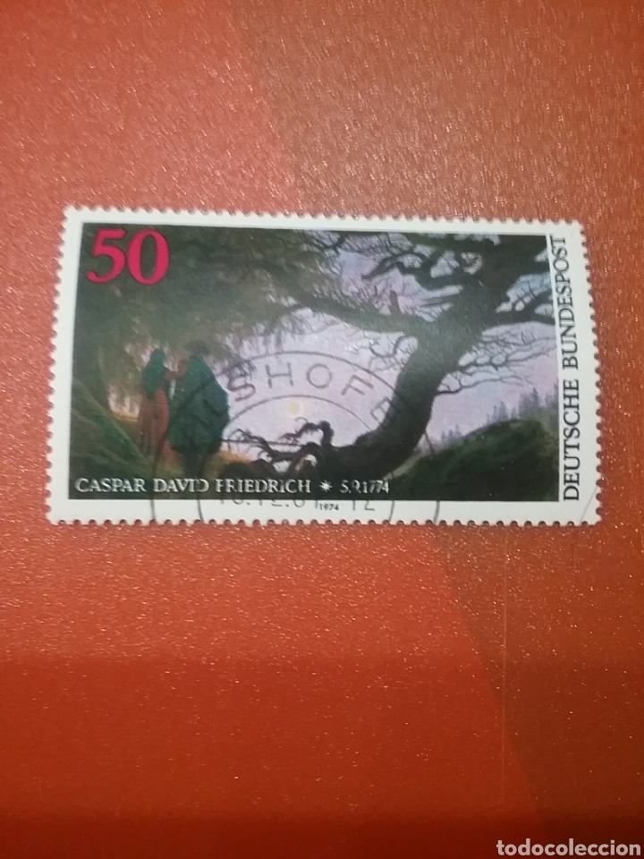 Briefmarken: Sello Alemania R. Federal mtdo/1974/2cent/muerte/pintor/C.D.Friedrich/arbol/arte/pareja/naturaleza/a
