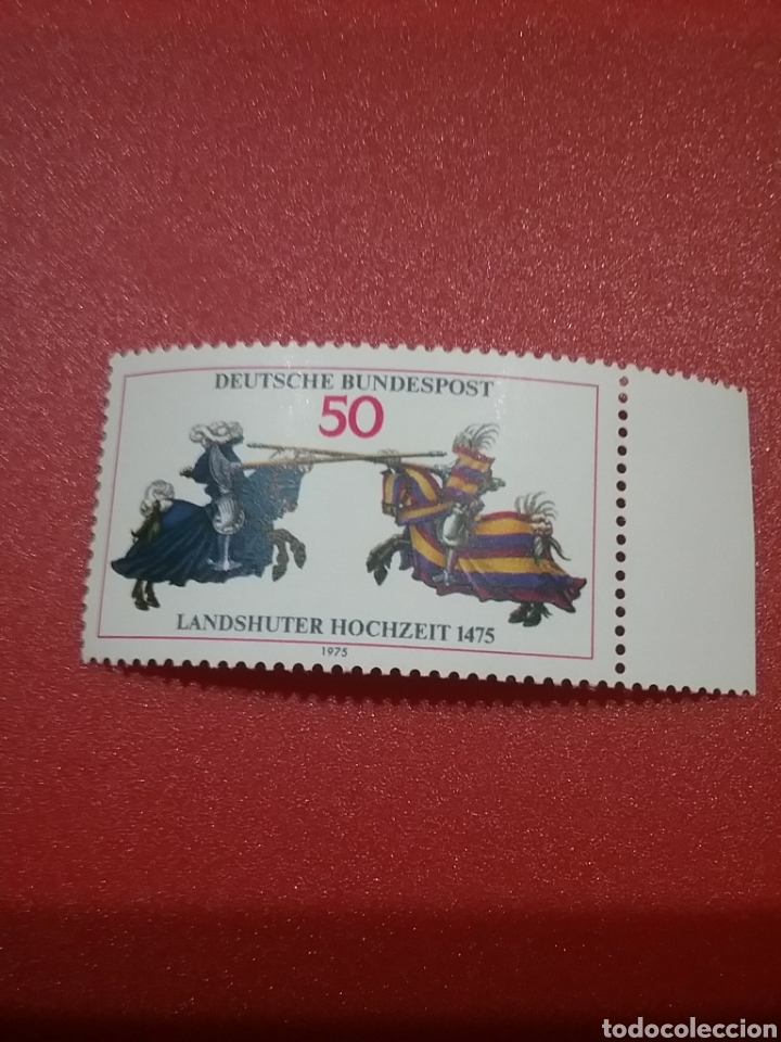 Briefmarken: Sello Alemania R. Federal nuevo/1975/Vcent/boda/Landshut/medieval/caballo/lanza/armadura/militar/esc
