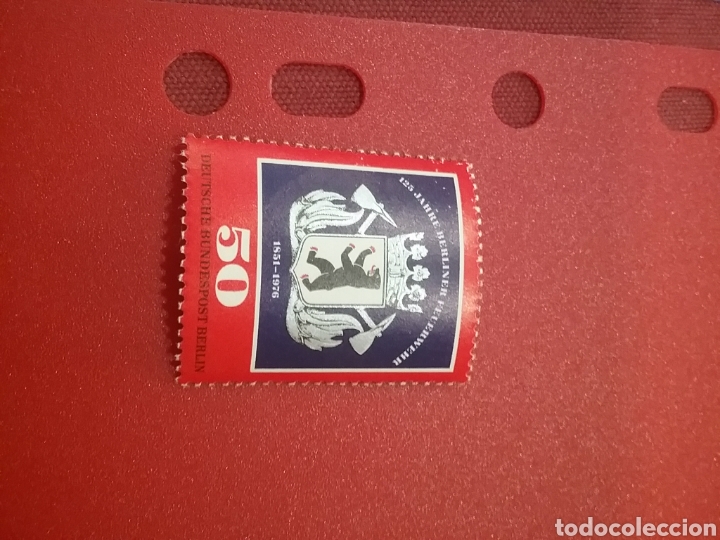 Briefmarken: Sello Alemania, Berlin nuevo/1976/125Aniv/departamento/bomberos/leon/animal/hacha/escudo/corona/