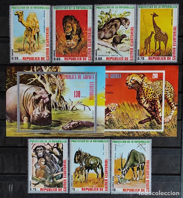 Sellos: PROTECCI&Oacute;N DE LA NATURALEZA- ANIMALES DE AFRICA- MICHEL 475/81 S/S B 145 Y S/S B 146