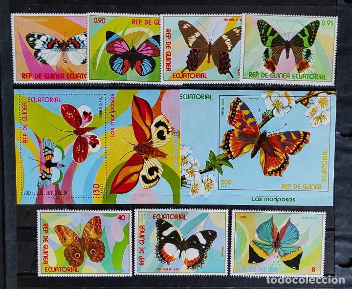 Timbres: G. ECUATORIAL- MARIPOSAS- MICHEL 1023/22 HOJA BLOQUE DENT. B 254 Y HOJA BLOUE NO DENT. B 255