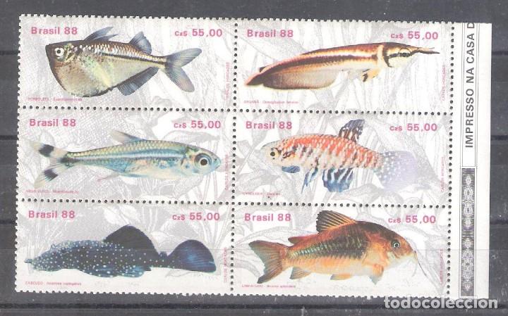 Sellos: BRASIL n&ordm; 1896/1901** en bloque. Peces de agua dulce. Serie completa