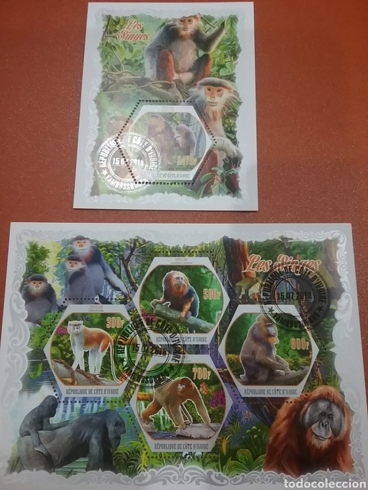 Sellos: HB Costa Marfil (Cote D,ivoire) mtdos/2018/animales/fauna/monos/simio/chimpance/flora/arboles/