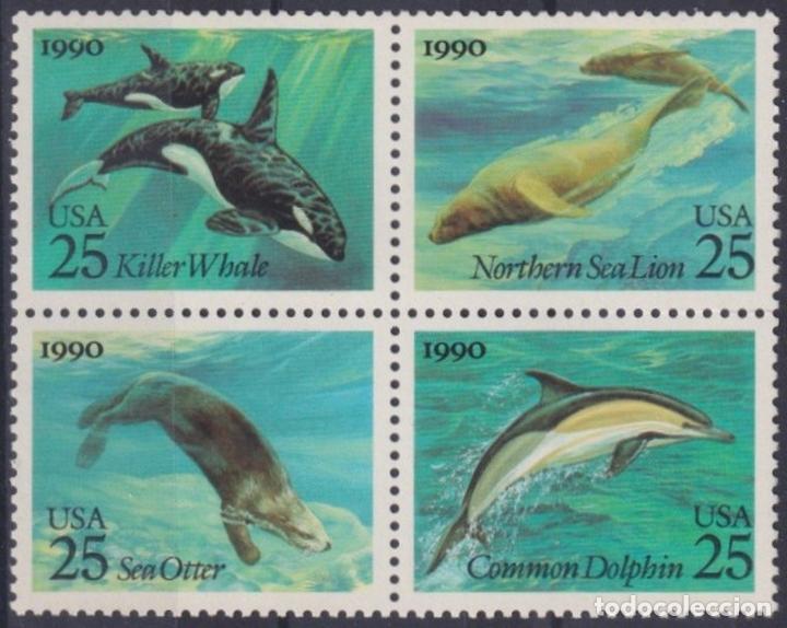 Timbres: F-EX26689 US USA MNH 1990 SEA MARINE WILDLIFE FISH PECES ORCA WHALE DOLPHIN.