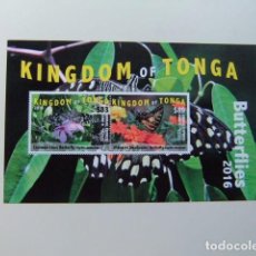 Sellos: KINGDOM OF TONGA 2016 BLOC MARIPOSAS SELLOS NUEVOS AIRMAIL EXPRESS EMS. Lote 275592643