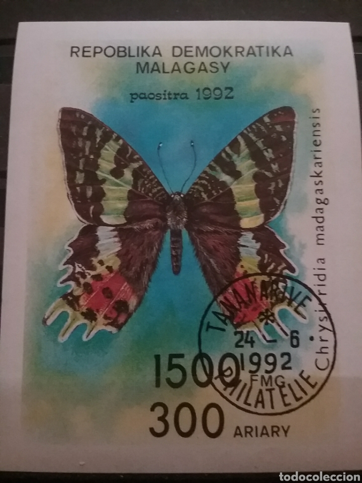 Briefmarken: HB Madagascar (Madagasikara) mtdos sin dentar/1992/mariposa/polilla/insecto/fauna/animales/