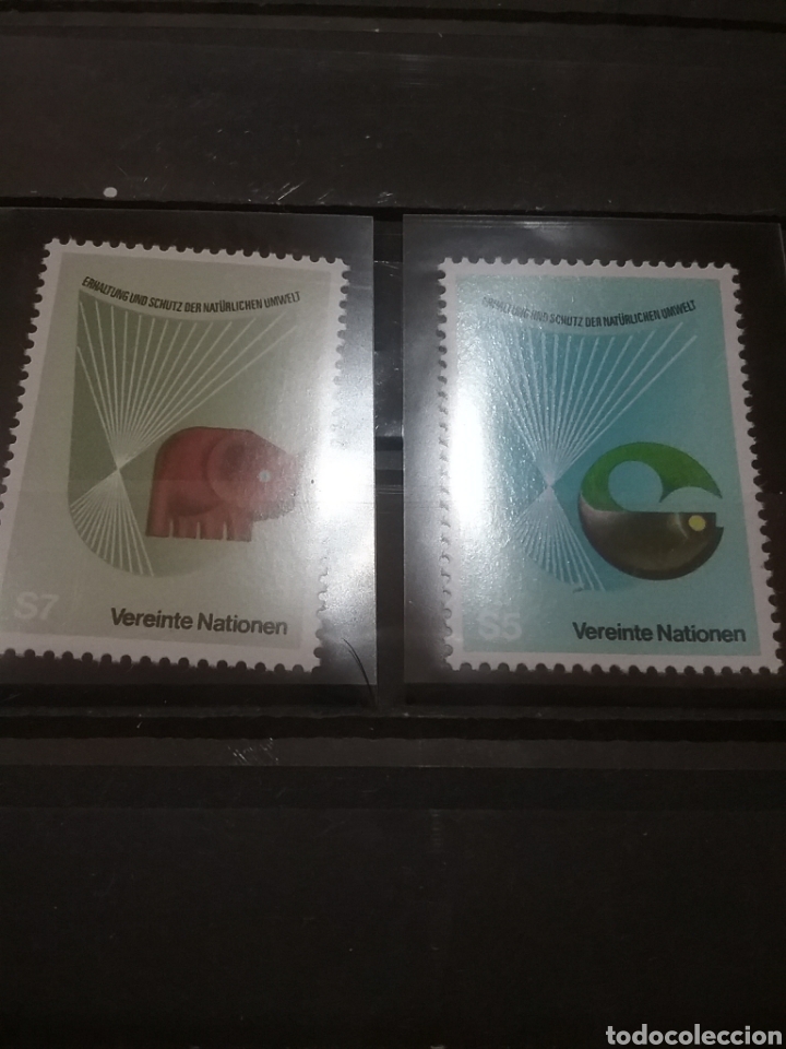 Sellos: Sello Naciones Unidas (Viena) nuevos/1982/proteccion/naturaleza/fauna/elefante/peces/pescado/aniamle