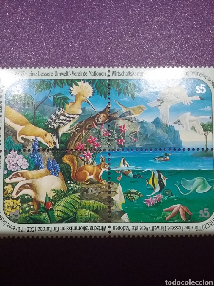 Sellos: Sello Naciones Unidas (Viena) nuevo/1991/comision/proteccion/animales/fauna/flora/manta/marina/ave/p