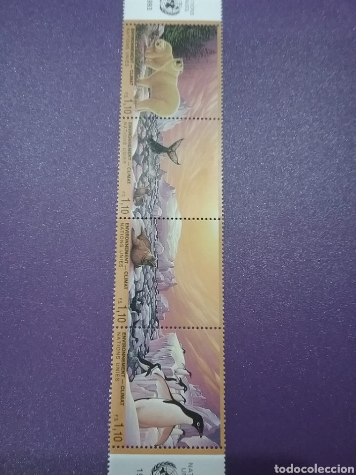 Briefmarken: Sello Naciones Unidas (Ginebra) nuevo/1993/clima/medio/ambiente/naturaleza/oso/fauna/ballena/foca/