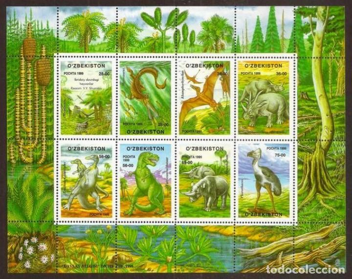 Selos: UZBEKISTAN. 1999. 8 valores ***. Animales prehistoricos.