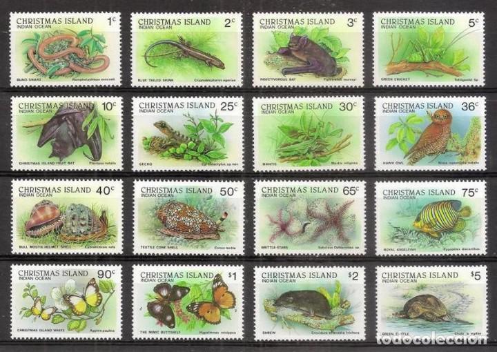 Selos: CHRISTMAS ISLAND (Isla de Navidad). 1987. Fauna de isla 16 valores ***. Tortuga, buho, mariposas...