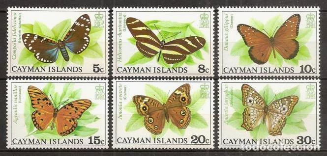 Selos: CAIMAN (CAYMAN). 1977. Yvert 390/395 ***. Mariposas.