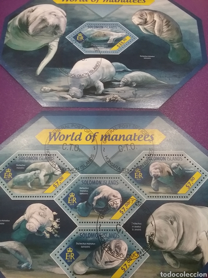 Timbres: HB (2) I. Salomon mtdos /2014/manaties/animales/fauna/marina/mamifero/LEER DESCUENTO x COMPRA