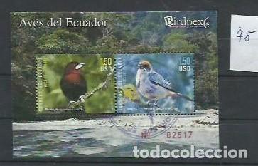 Selos: FAUNA.- ID 75.- AVES.- HOJITA DE ECUADOR.-USADO