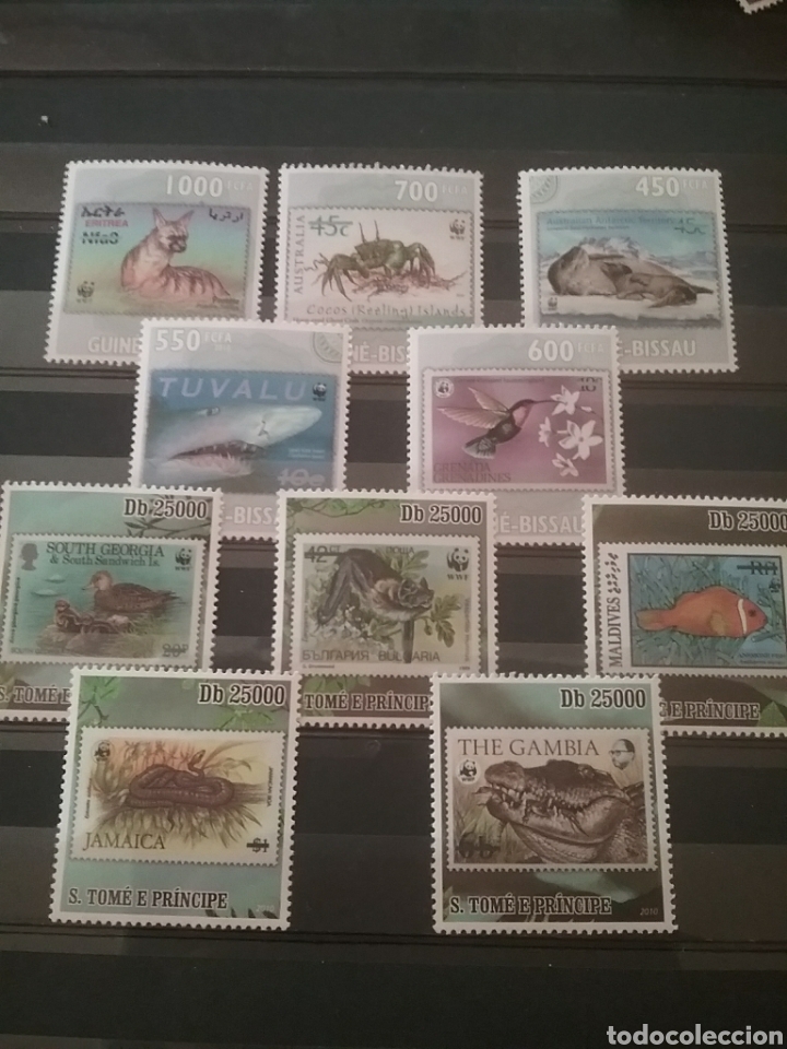 Timbres: Sellos Tome y Principe y Bissau/2010/sello/sobre/sello/animales/WWF/fauna/cocodrilo/cangrejo/ave/flo