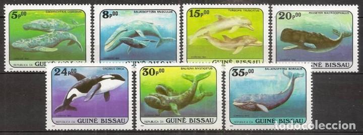 Selos: GUINEA - BISSAU. 1984. Yvert 307/313 ***. Fauna, cetaceos, ballenas, orca.