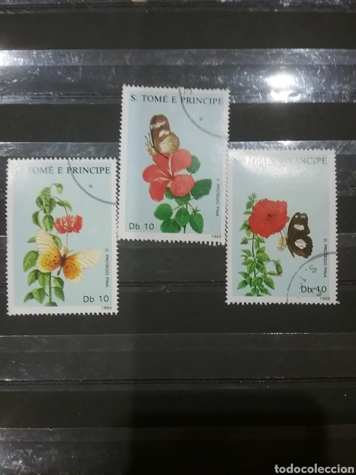 Timbres: Sello Tome y Principe mtdo/1988/flores/mariposas/flora/fauna/plantas/insectos/naturaleza/polilla/ros
