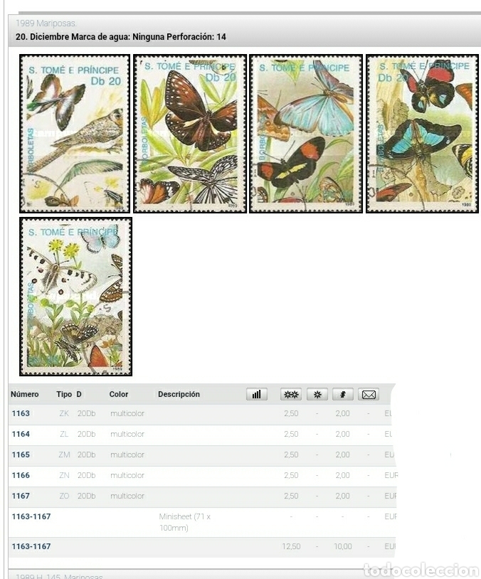 Timbres: Sello Tome y Principe mtdo/1989/mariposas/fauna/polilla/animales/insectos/naturaleza/