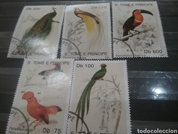 Timbres: Sello Tome y Principe mtdo/1992/aves/pajaros/animales/fauna/paraise/pavo/real/quetzal/tucan/naturale