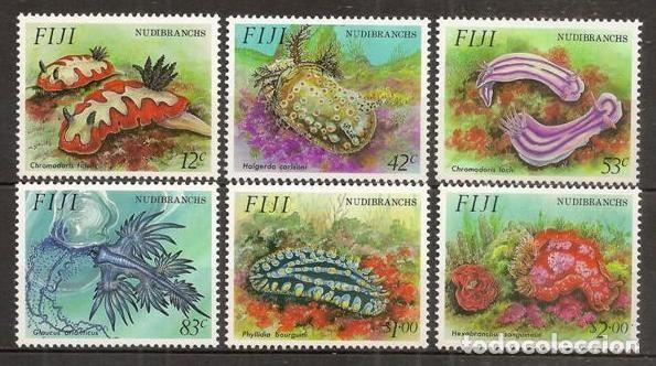 Selos: FIJI (FIYI). 1993. Yvert 708/713 ***. Fauna marina, nudibranquios, esponjas de mar.