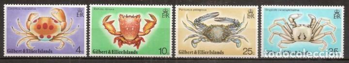 Selos: GILBERT & ELLICE ( KIRIBATI & TUVALU). 1975. Yvert 232/235 ***. Fauna marina, cangrejos.
