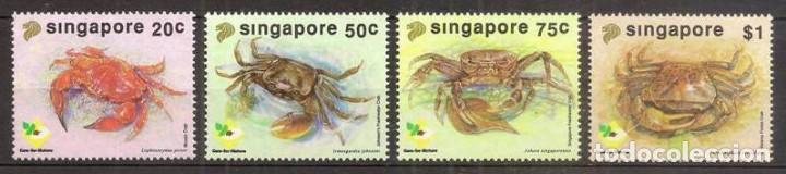 Selos: SINGAPUR (SINGAPORE). 1992. Yvert 647/650 ***. Fauna marina, cangrejos.
